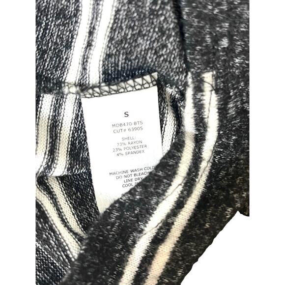 Moa Moa SWEATER DRESS Womens SM Black White Striped Knit Pockets Tie Waist Belt - Picture 8 of 10